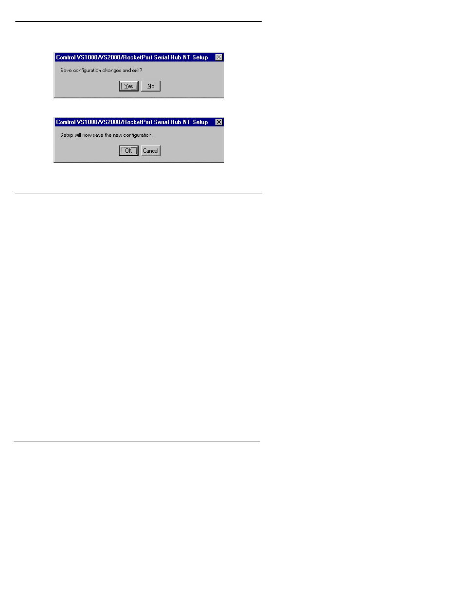 Select yes to complete vs-link installation, Click the ok button to the following query, Shut down the system and restart the computer | At step 11, click on the backup server checkbox, Configuring the backup server feature | Comtrol RocketPort Serial Hub Series User Manual | Page 34 / 88