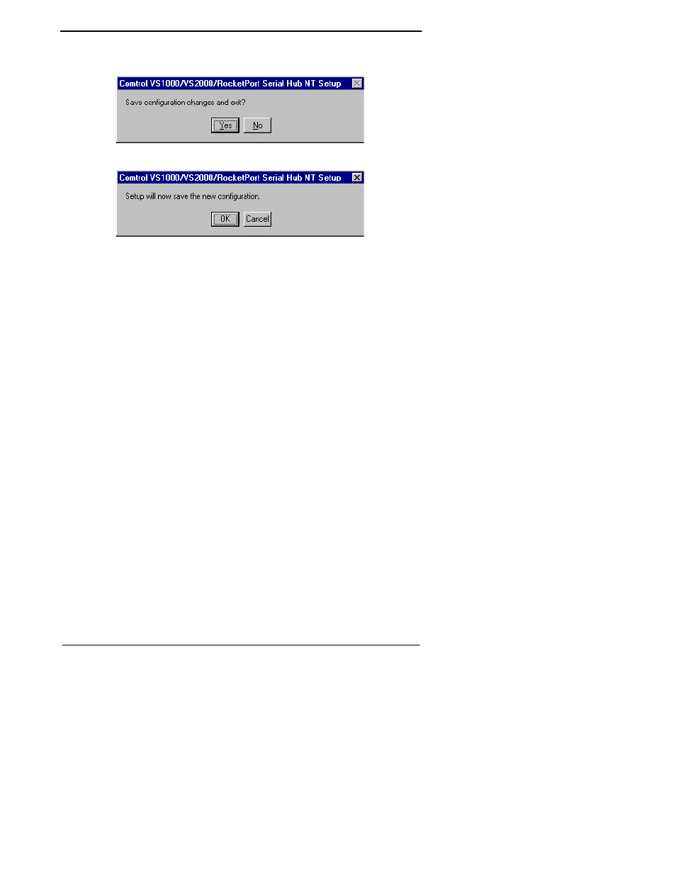 Select yes to complete vs-link installation, Click the ok button to the following query | Comtrol RocketPort Serial Hub Series User Manual | Page 39 / 88