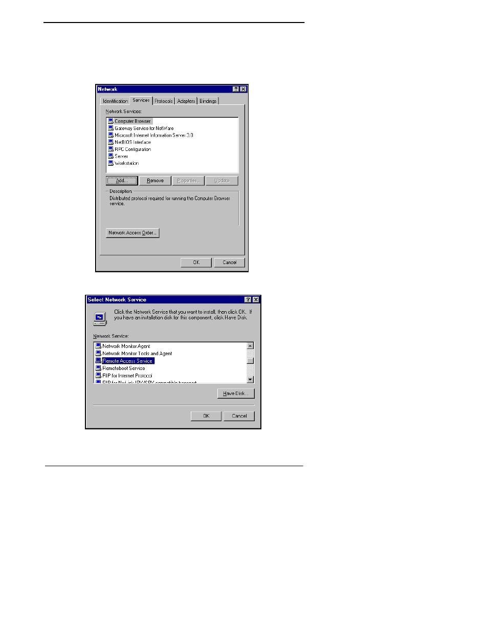 If windows nt 4.0, select the services tab | Comtrol RocketPort Serial Hub Series User Manual | Page 51 / 88