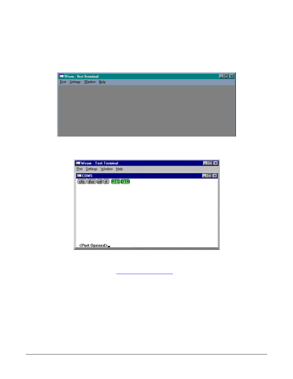 Using test terminal (wcom32) to test ports | Comtrol RPSH Windows 95/98 User Manual | Page 20 / 22