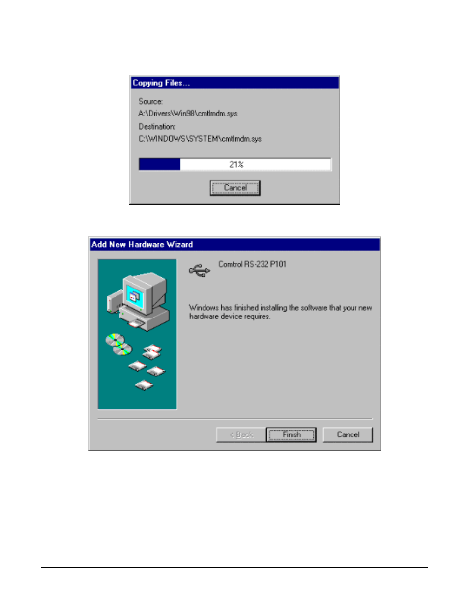 Comtrol RocketPort USB Serial or Modem Hub Driver Installation with Windows 98 User Manual | Page 10 / 25