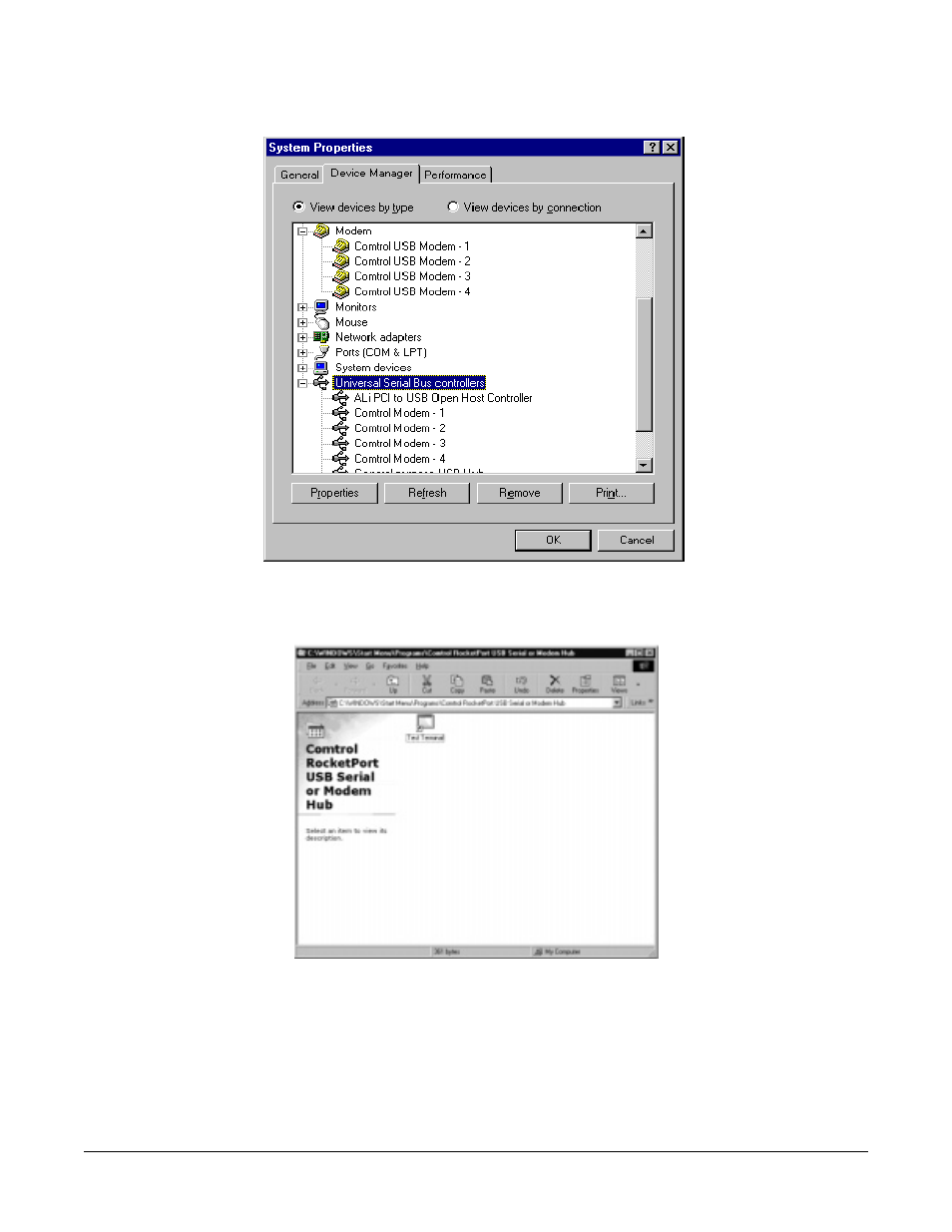 Comtrol RocketPort USB Serial or Modem Hub Driver Installation with Windows 98 User Manual | Page 12 / 25