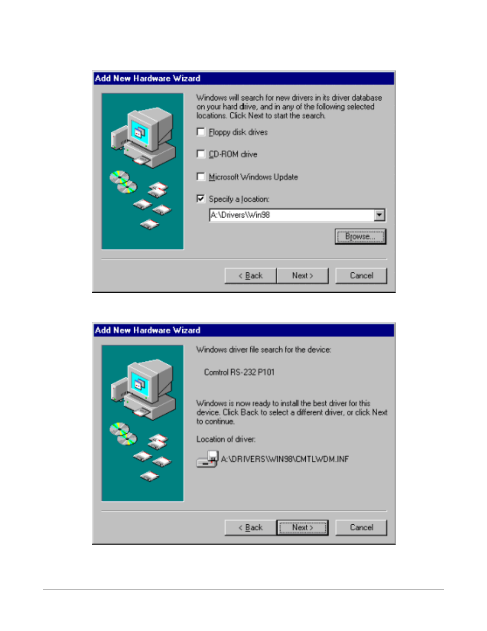 Comtrol RocketPort USB Serial or Modem Hub Driver Installation with Windows 98 User Manual | Page 9 / 25