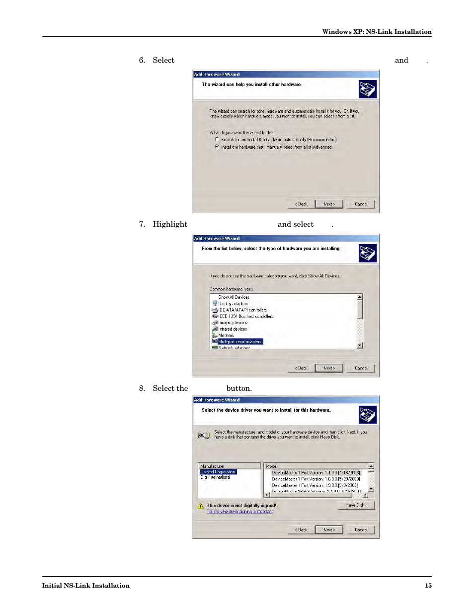 Comtrol NS-link Windows NT User Manual | Page 15 / 100