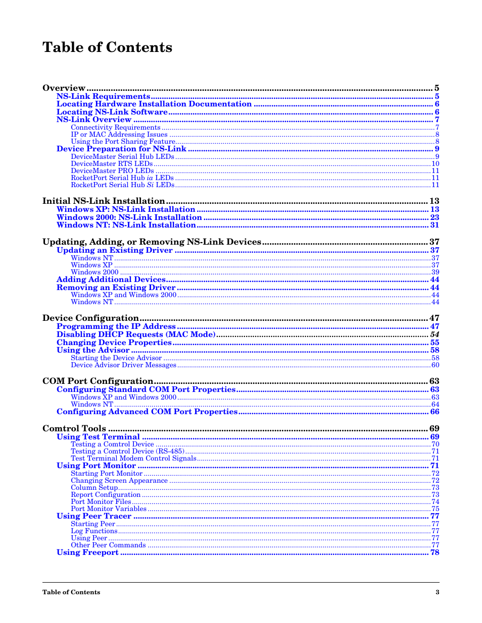 Comtrol NS-link Windows NT User Manual | Page 3 / 100