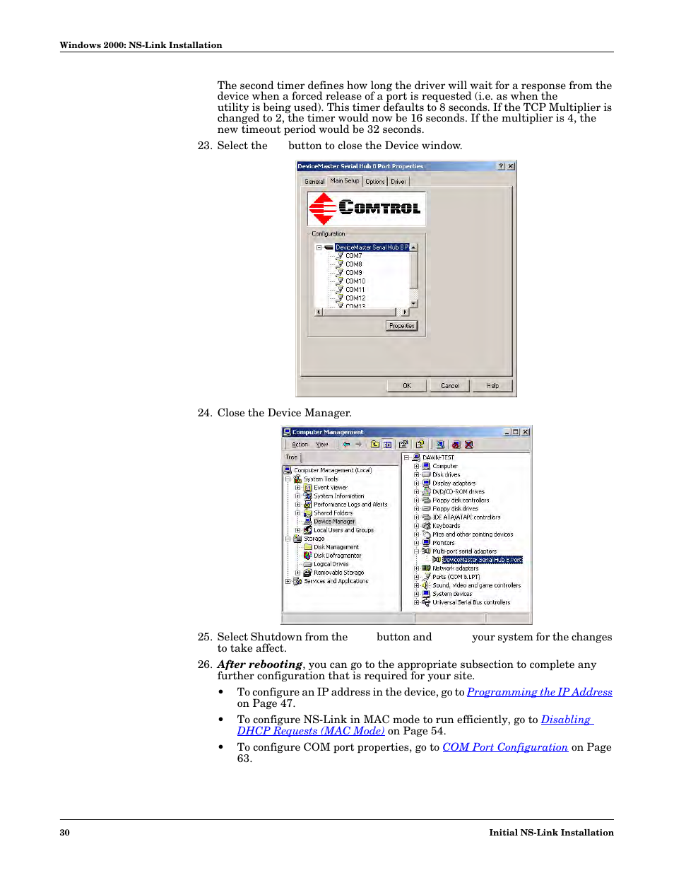 Comtrol NS-link Windows NT User Manual | Page 30 / 100