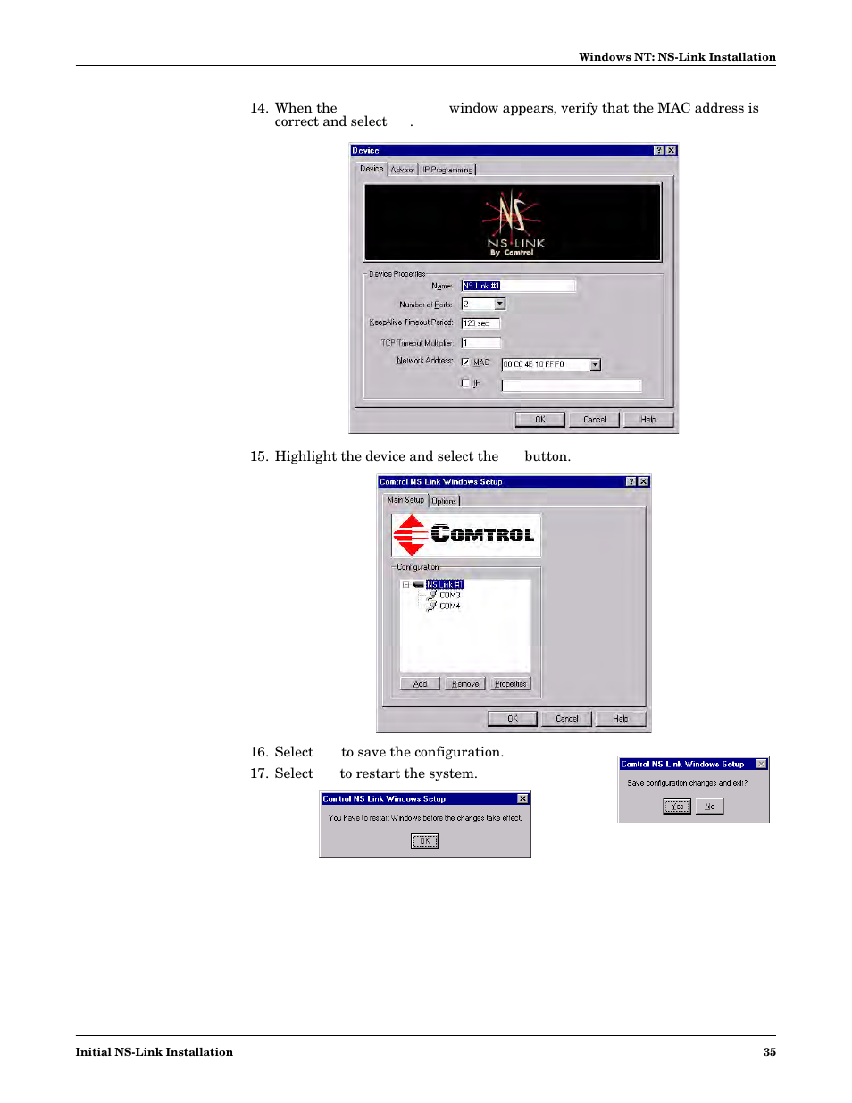 Comtrol NS-link Windows NT User Manual | Page 35 / 100