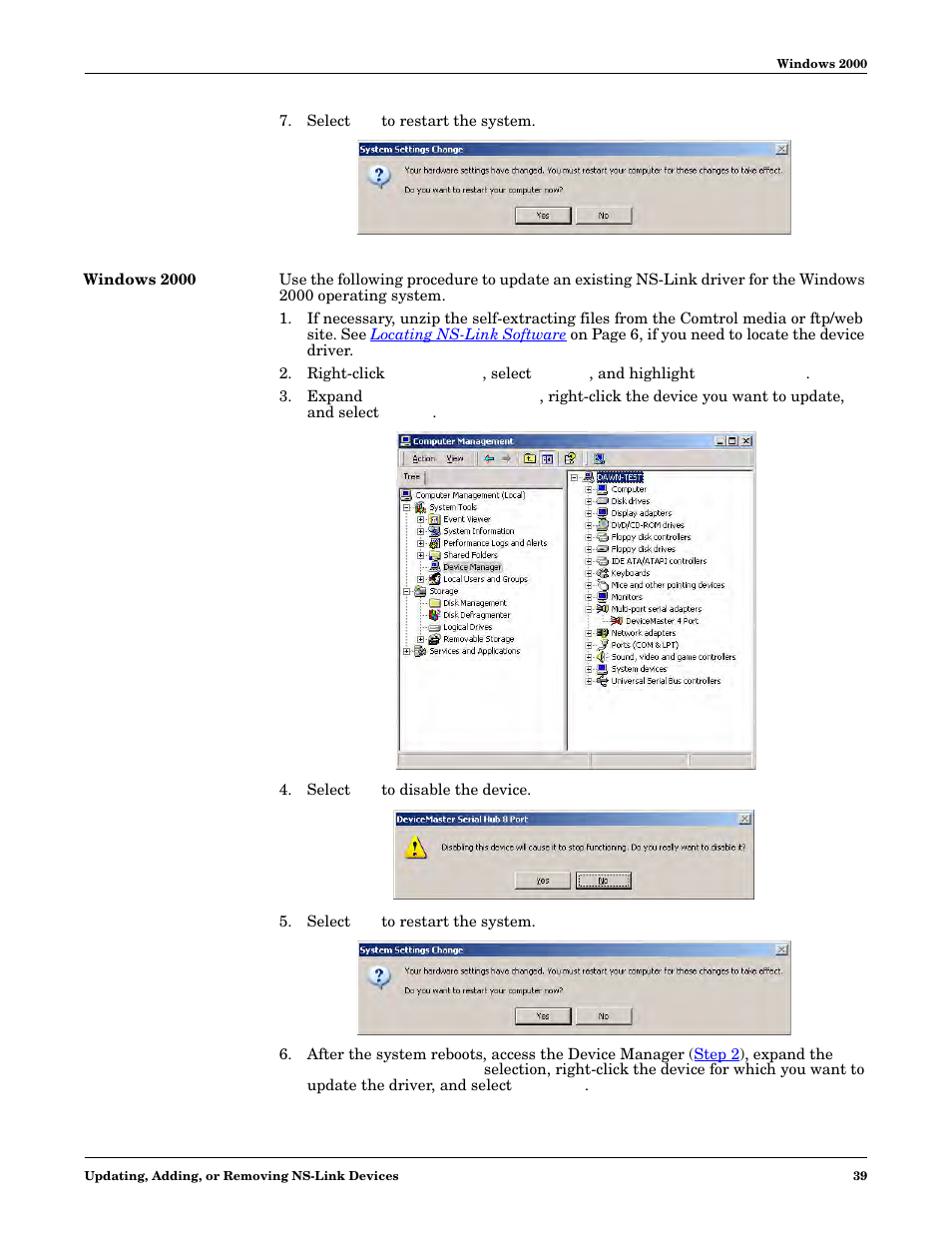 Windows 2000 | Comtrol NS-link Windows NT User Manual | Page 39 / 100