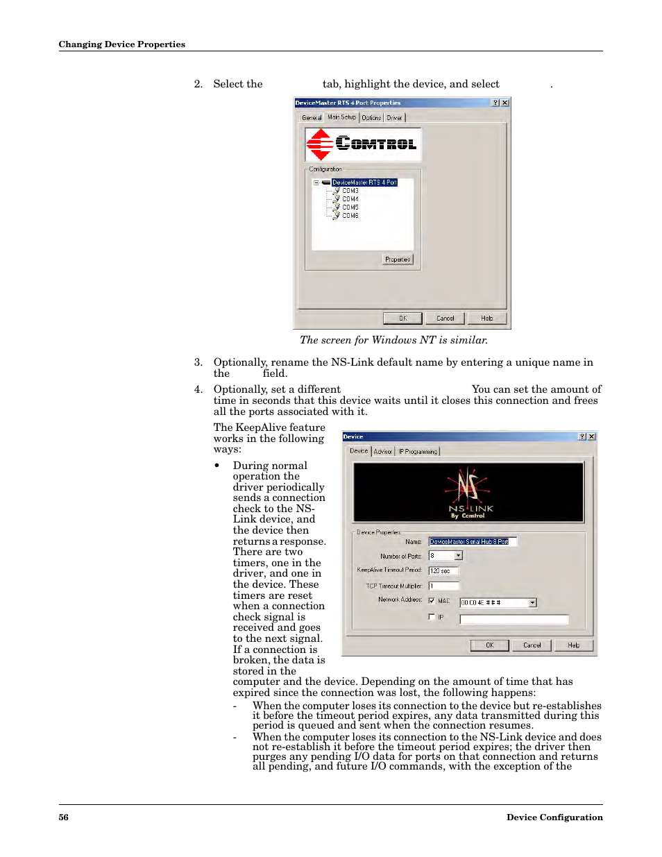 Comtrol NS-link Windows NT User Manual | Page 56 / 100