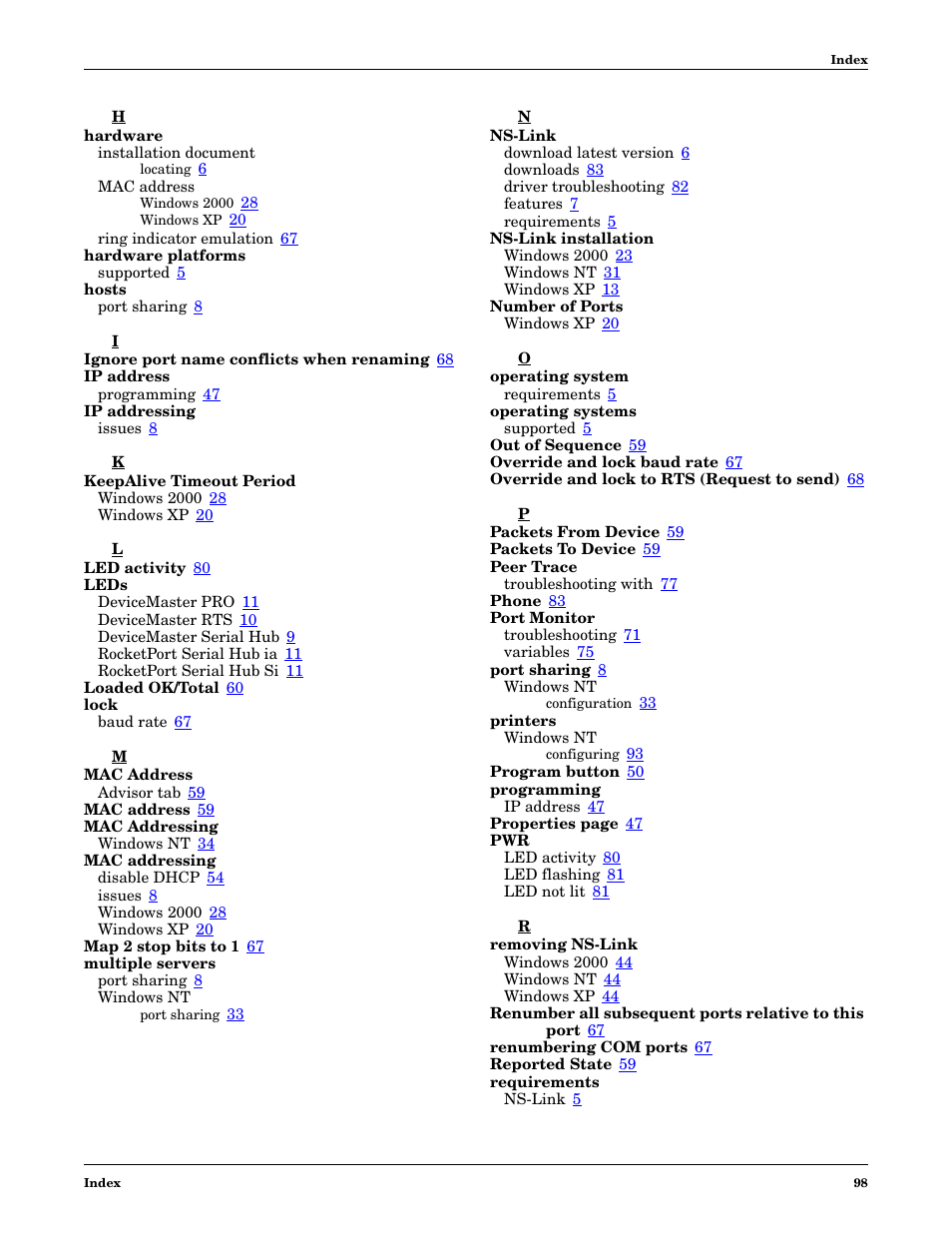 Comtrol NS-link Windows NT User Manual | Page 98 / 100