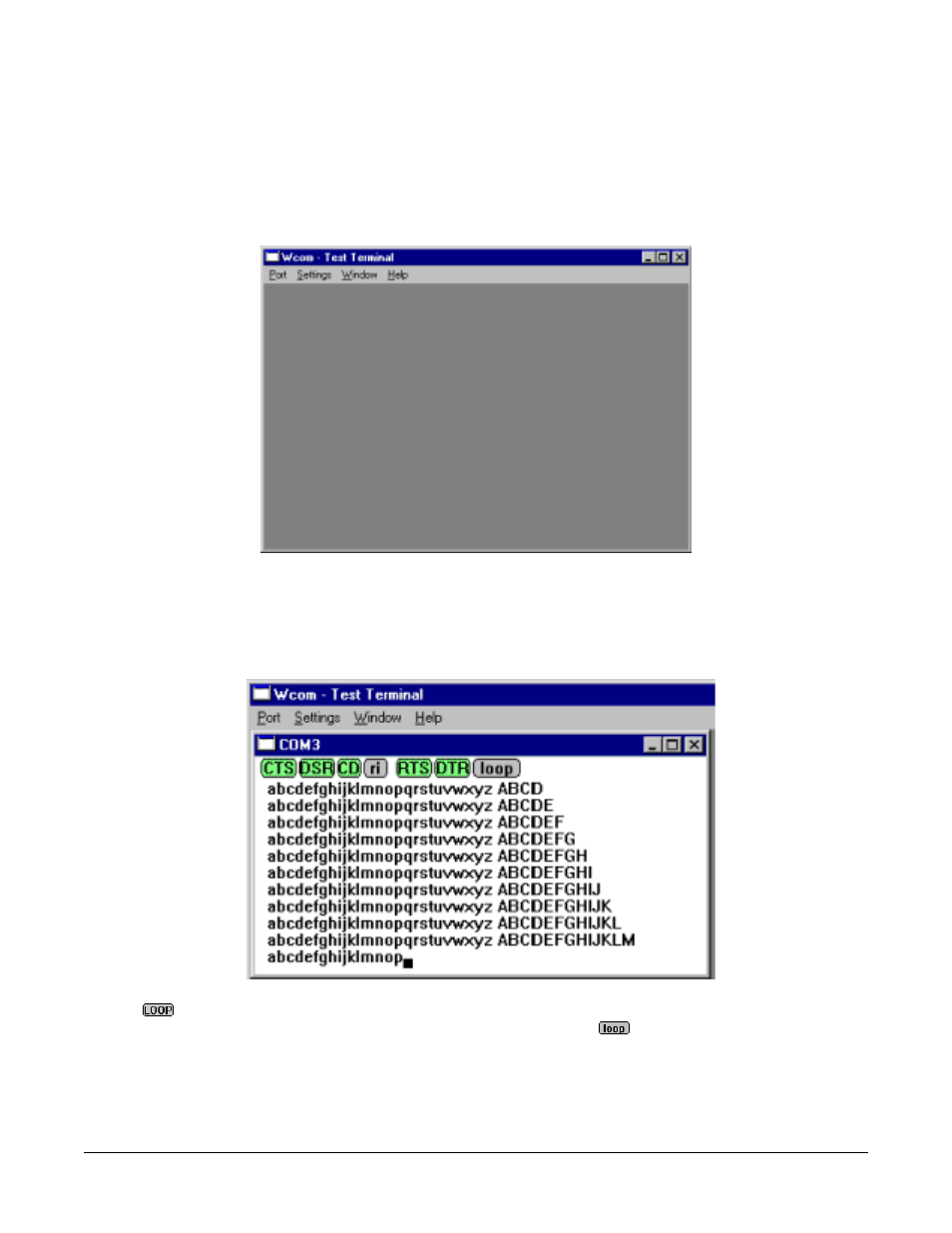 Using test terminal | Comtrol RocketPort Serial Hub Si Driver Installation for Windows 98 User Manual | Page 34 / 47