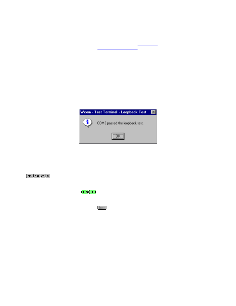 Testing a rocketport serial hub si, Modem control signals, Using port monitor | Comtrol RocketPort Serial Hub Si Driver Installation for Windows 98 User Manual | Page 35 / 47