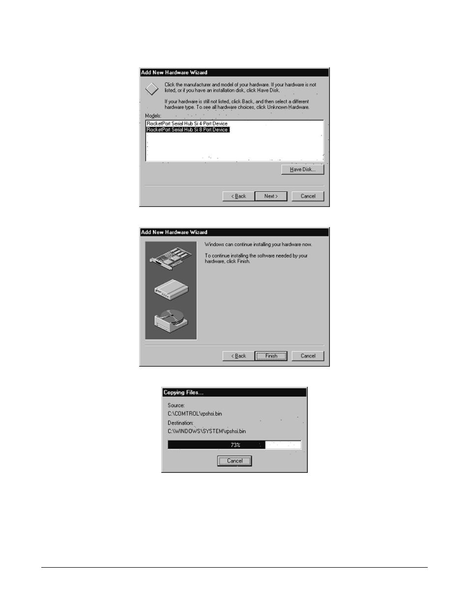 Comtrol RocketPort Serial Hub Si Driver Installation for Windows 98 User Manual | Page 8 / 47