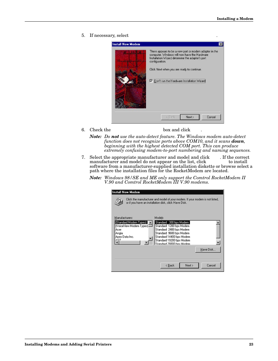 Comtrol Multiport Modems  Windows 98 User Manual | Page 23 / 55