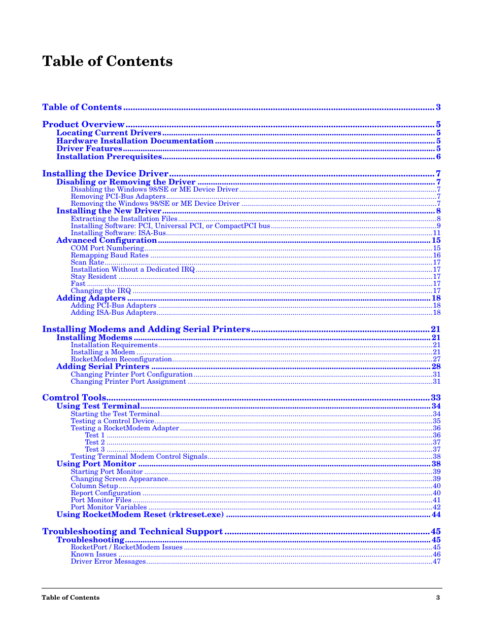 Comtrol Multiport Modems  Windows 98 User Manual | Page 3 / 55