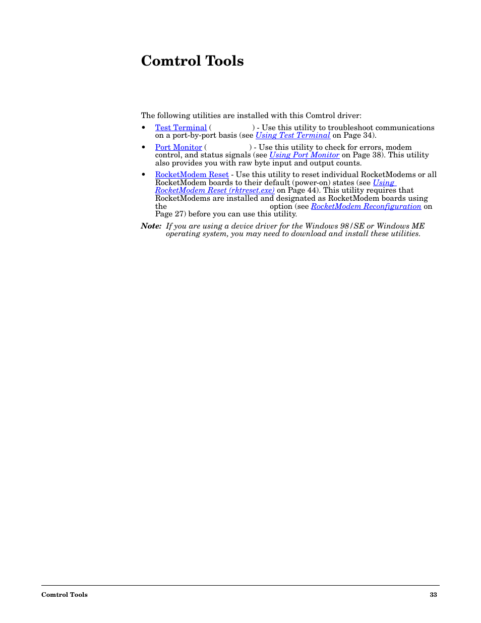Comtrol tools | Comtrol Multiport Modems  Windows 98 User Manual | Page 33 / 55