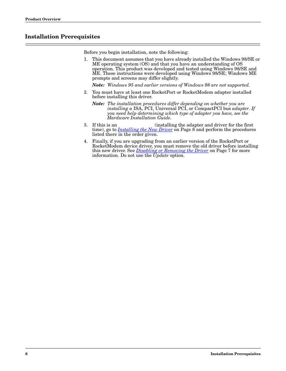Installation prerequisites | Comtrol Multiport Modems  Windows 98 User Manual | Page 6 / 55