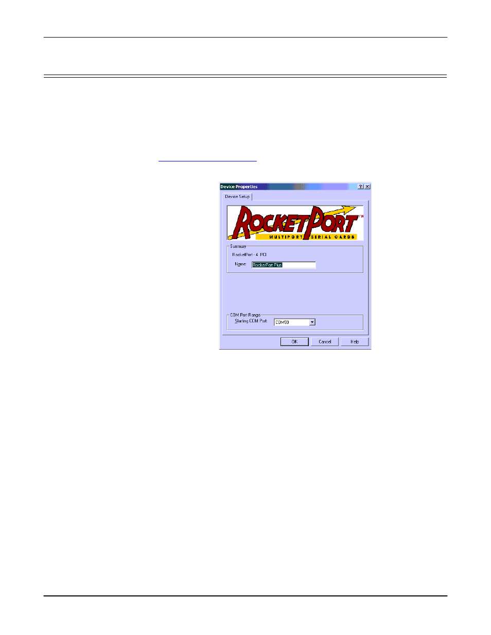 Changing device properties, Access the main setup tab, Configure device or port properties | Comtrol Multiport Modems Windows 2000 User Manual | Page 18 / 39