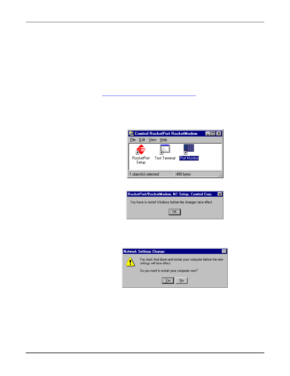 Select the ok button to close the setup window, Select the ok button when this reminder appears | Comtrol Multiport Modems Windows NT User Manual | Page 13 / 49