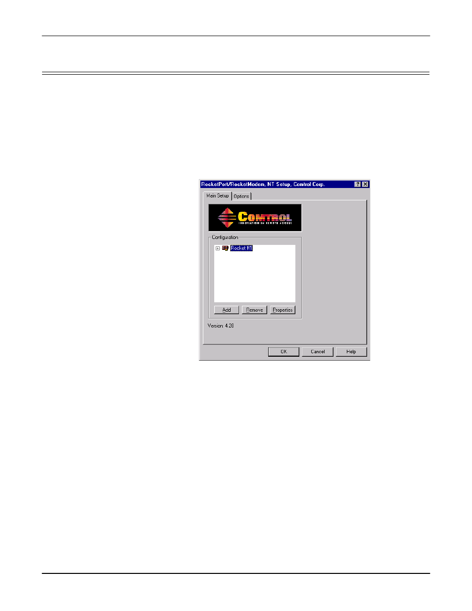 Changing or viewing driver configuration, Select the options tab | Comtrol Multiport Modems Windows NT User Manual | Page 15 / 49