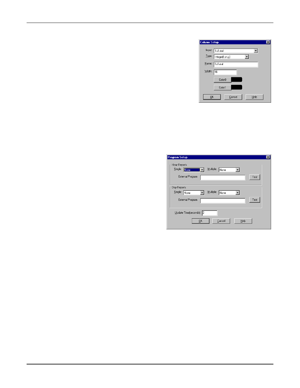 Column setup, Report configuration | Comtrol Multiport Modems Windows NT User Manual | Page 39 / 49