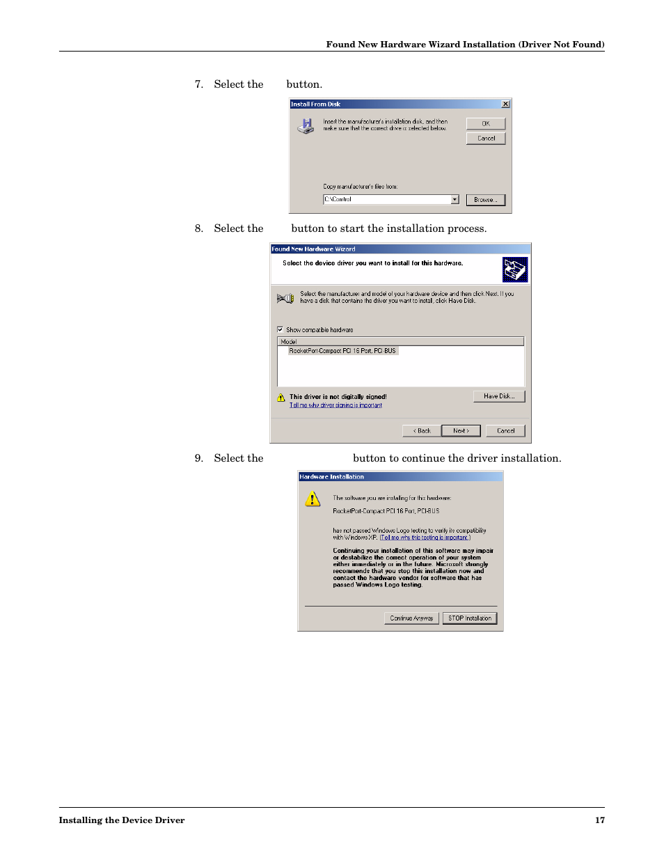 Comtrol Multiport Modems Windows XP User Manual | Page 17 / 48