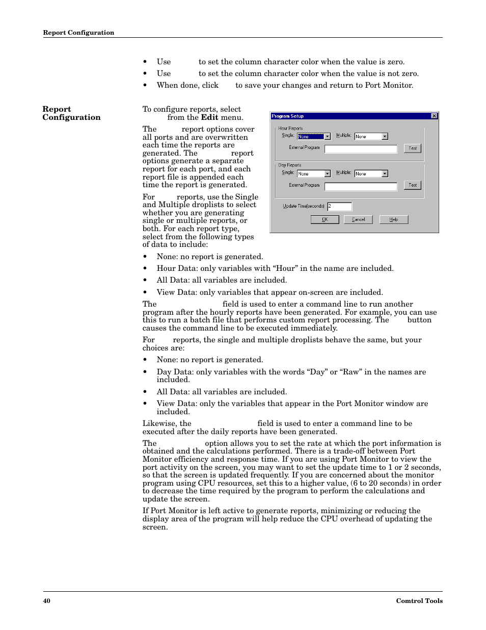 Report configuration | Comtrol Multiport Modems Windows XP User Manual | Page 40 / 48