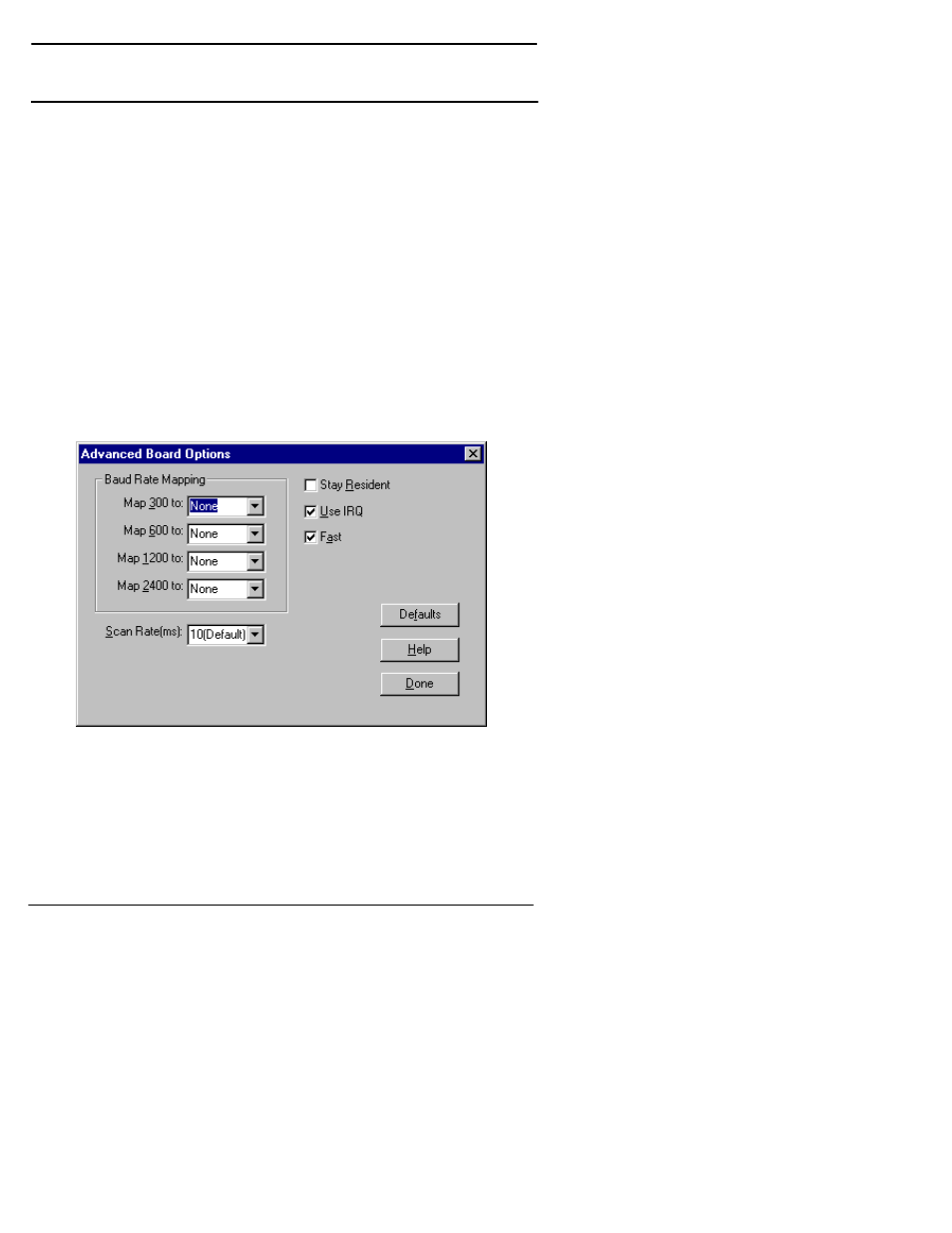 Remapping baud rates | Comtrol RocketPort Windows 98 User Manual | Page 24 / 50