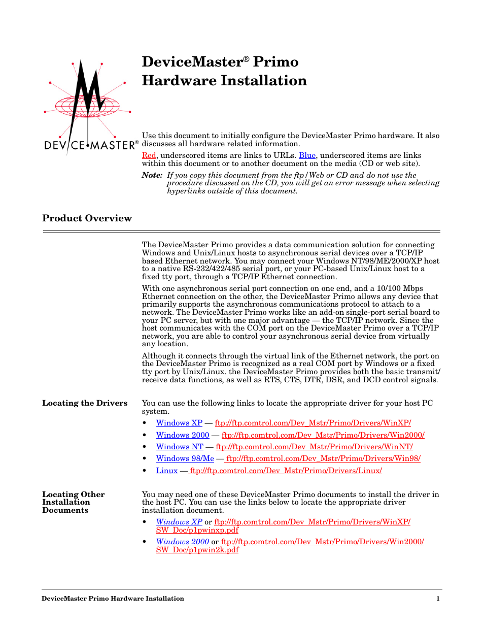 Comtrol DM Primo User Manual | 12 pages