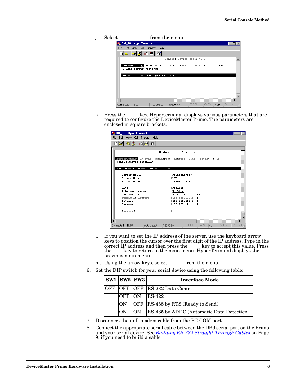 J. select [serverconfig] from the menu | Comtrol DM Primo User Manual | Page 6 / 12