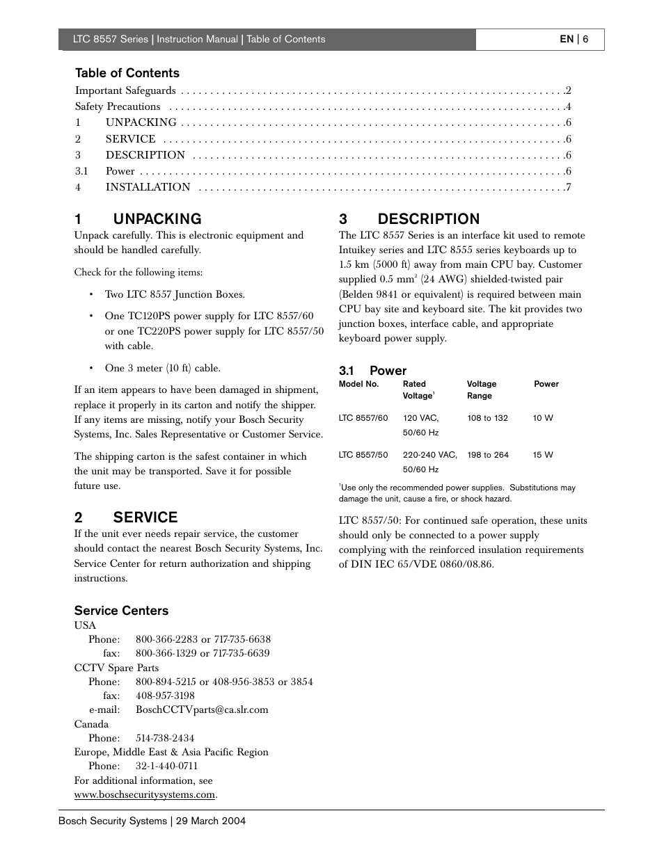 Bosch LTC 8557 Series User Manual | Page 6 / 8