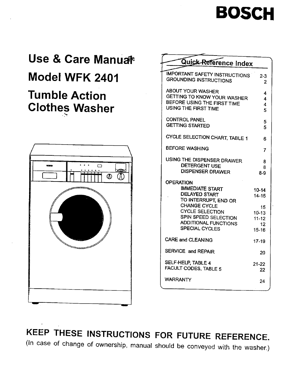 Bosch WFK 2401 User Manual | 16 pages