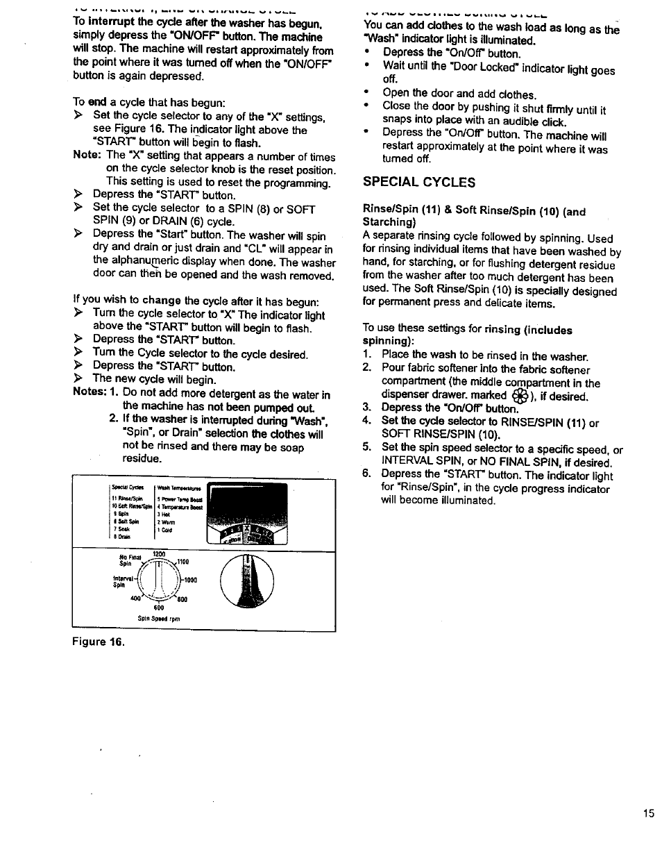 Special cycles | Bosch WFK 2401 User Manual | Page 15 / 16