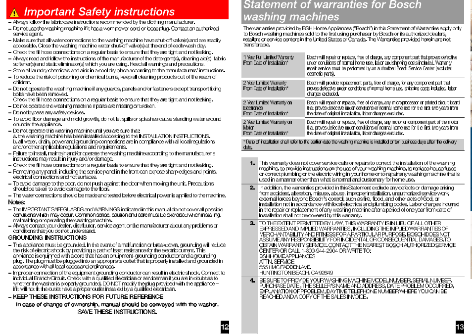 Bosch WAS24460UC User Manual | Page 9 / 10