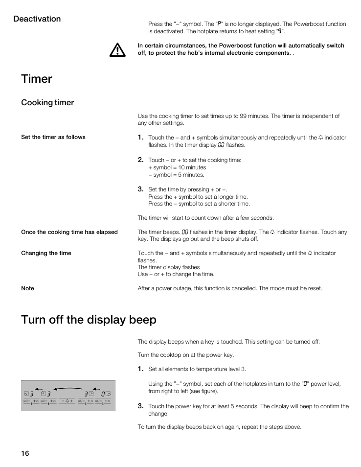 Timer, Turn off the display beep | Bosch NIT8053UC User Manual | Page 16 / 69