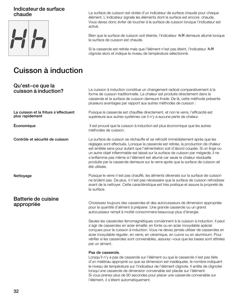 Cuisson à induction, Batterie de cuisine appropriée | Bosch NIT8053UC User Manual | Page 32 / 69