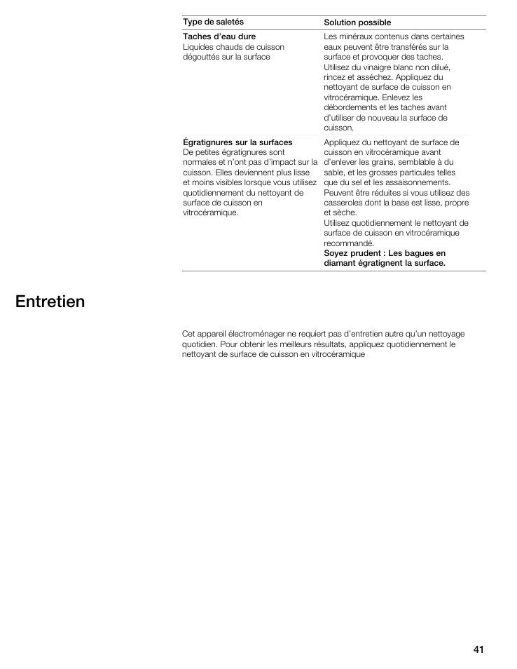 Entretien | Bosch NIT8053UC User Manual | Page 41 / 69