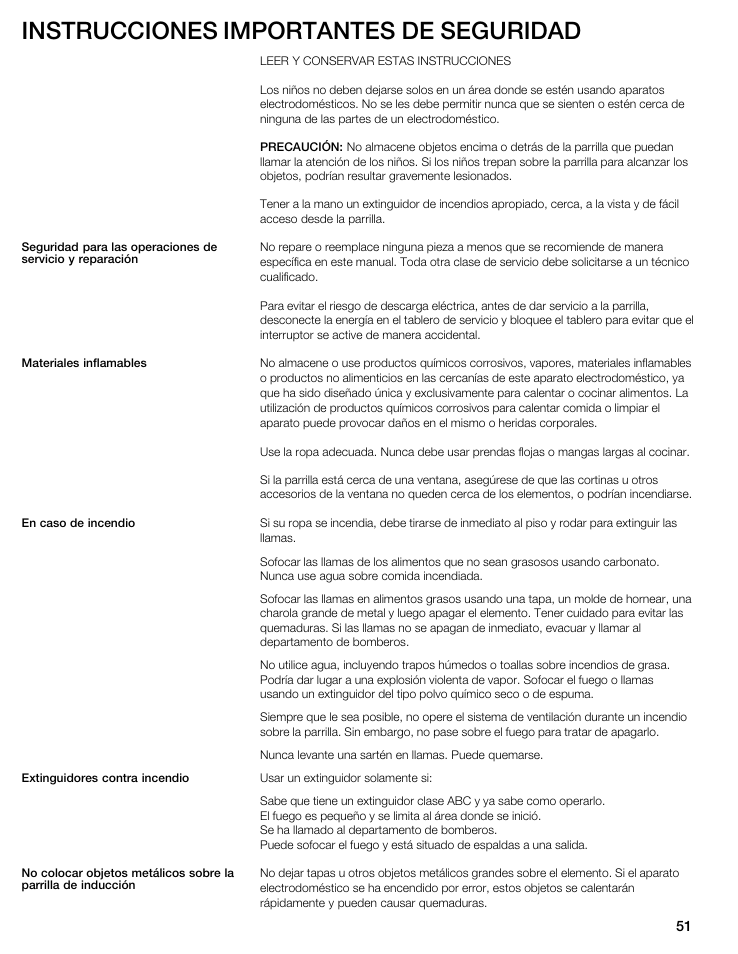 Instrucciones importantes de seguridad | Bosch NIT8053UC User Manual | Page 51 / 69