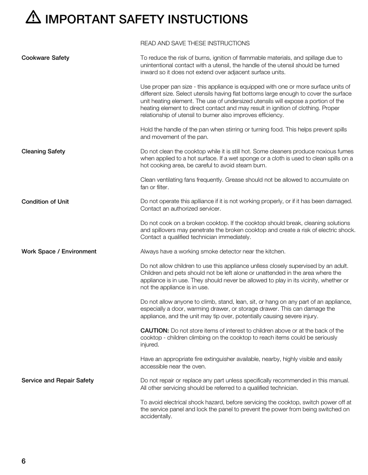Important safety instuctions | Bosch NIT8053UC User Manual | Page 6 / 69