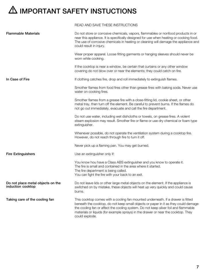 Important safety instuctions | Bosch NIT8053UC User Manual | Page 7 / 69