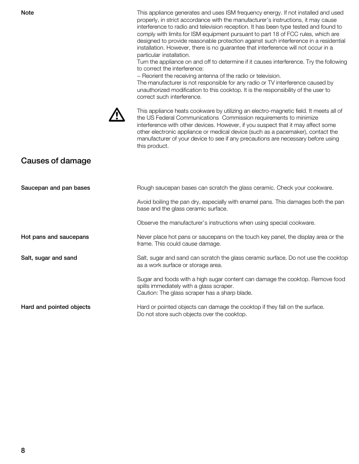 Causes of damage | Bosch NIT8053UC User Manual | Page 8 / 69