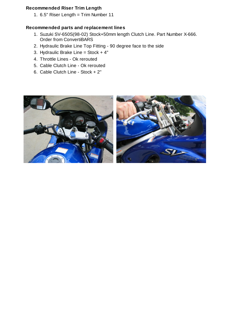 ConvertiBARS Suzuki: SV650S (.99-02) User Manual | Page 2 / 2