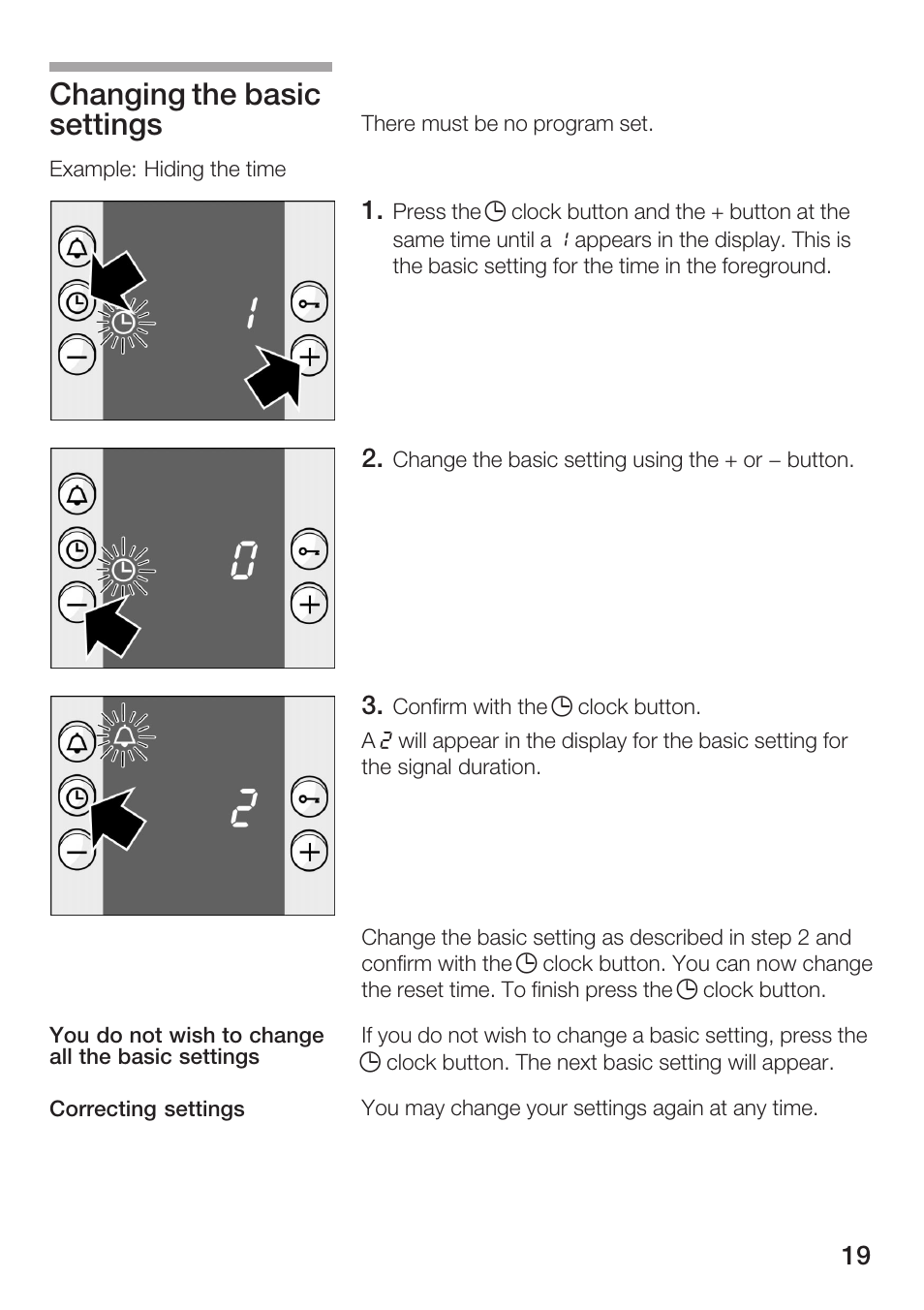 Changing the basic settings | Bosch HBN 1312.0 A User Manual | Page 19 / 36