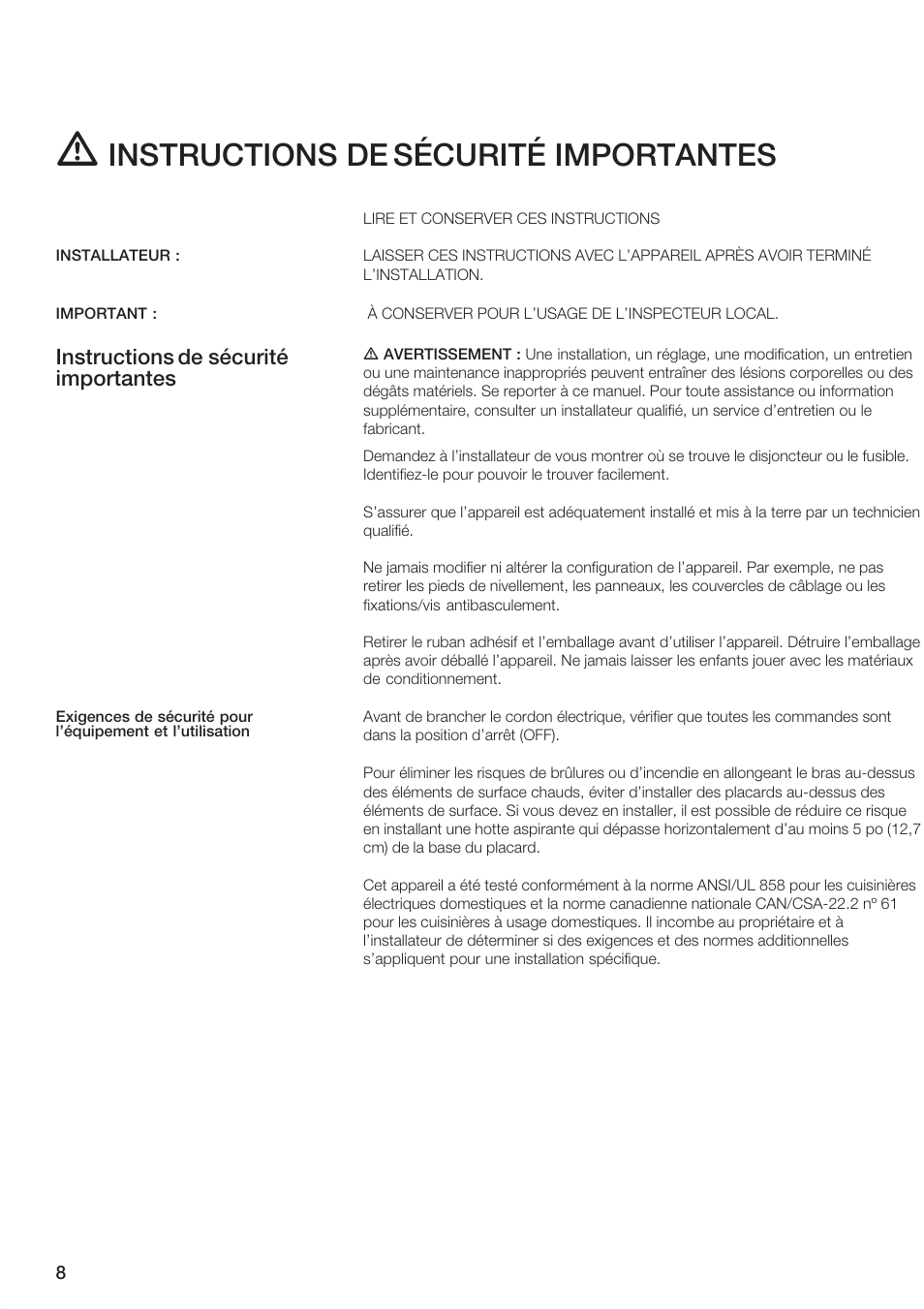 Instructions de sécurité importantes | Bosch NET 74.. User Manual | Page 8 / 20