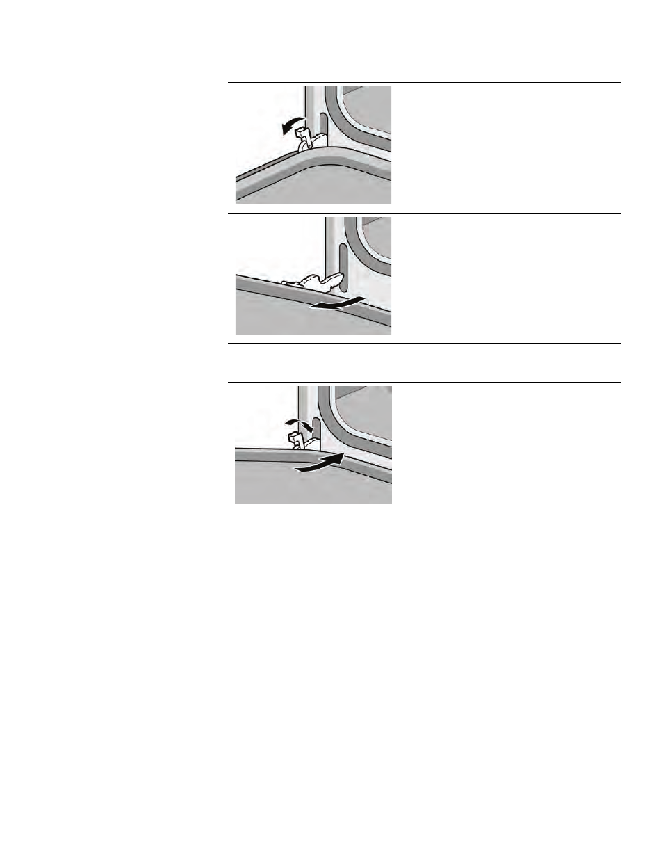Open the door completely, Flip levers on hinges toward you, Open door all the way to expose hinges and slots | Bosch HBL33 User Manual | Page 26 / 96