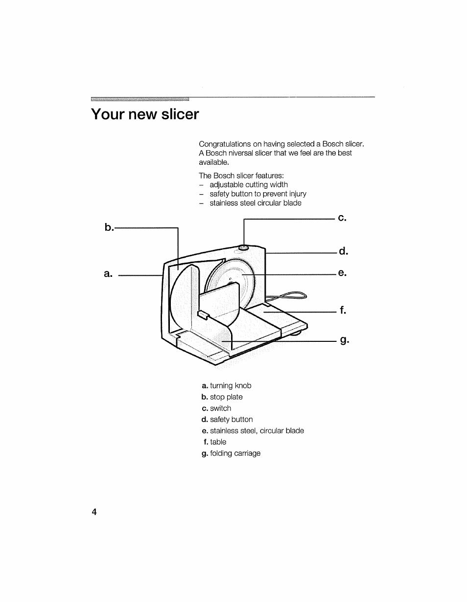 Your new slicer | Bosch MS 4200 User Manual | Page 4 / 11