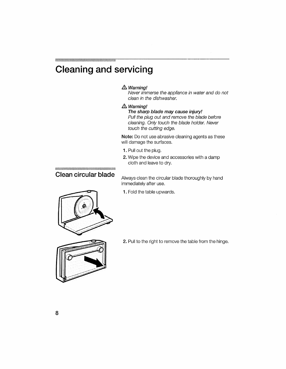 Cleaning and servicing, Clean circular blade | Bosch MS 4200 User Manual | Page 8 / 11