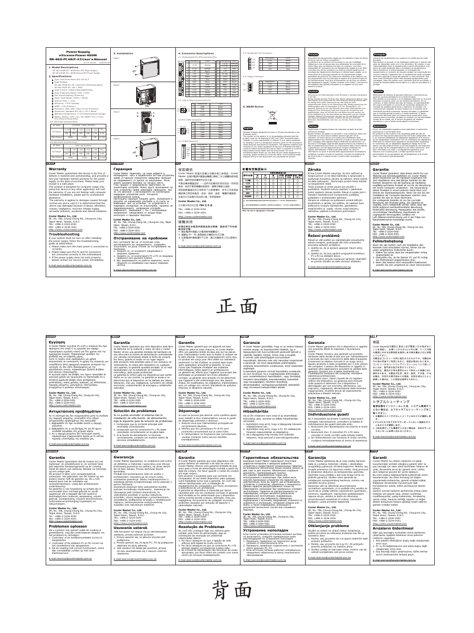 Cooler Master Extreme Power Plus 460W User Manual | 1 page