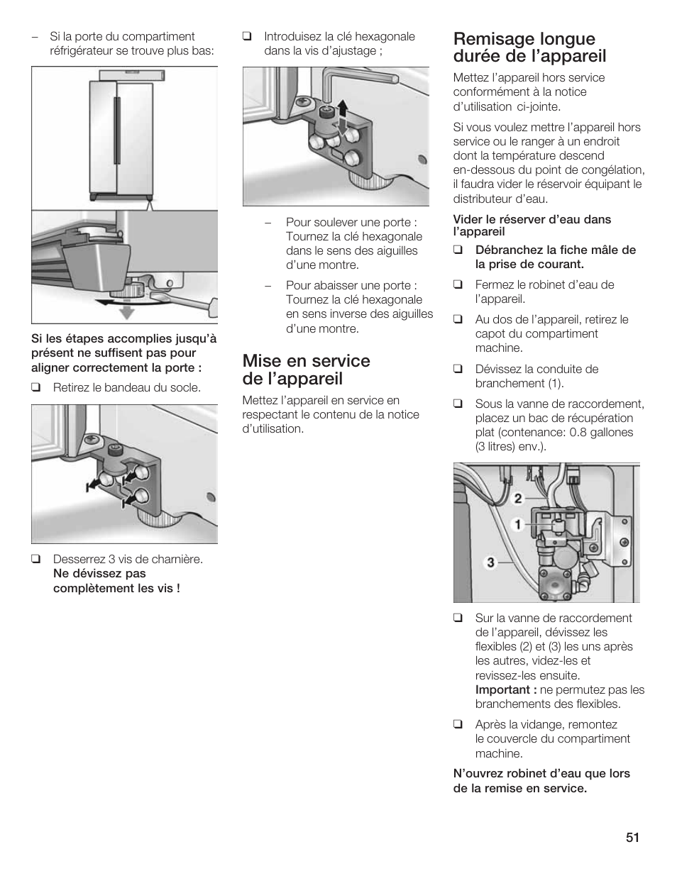 Mise en service de l'appareil, Remisage longue durée de l'appareil | Bosch B20CS5 User Manual | Page 50 / 77