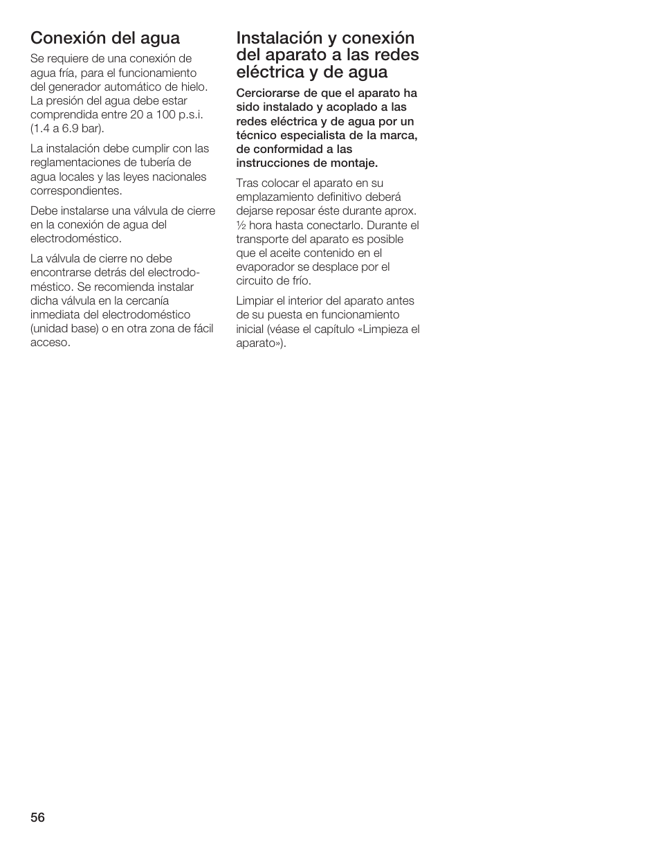 Conexión del agua | Bosch B20CS5 User Manual | Page 55 / 77